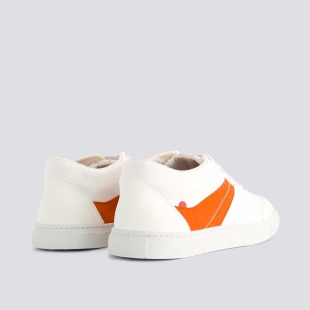 1083 - SNEAKERS VEGAN 901V coton bio blanc vermillon Unisexe