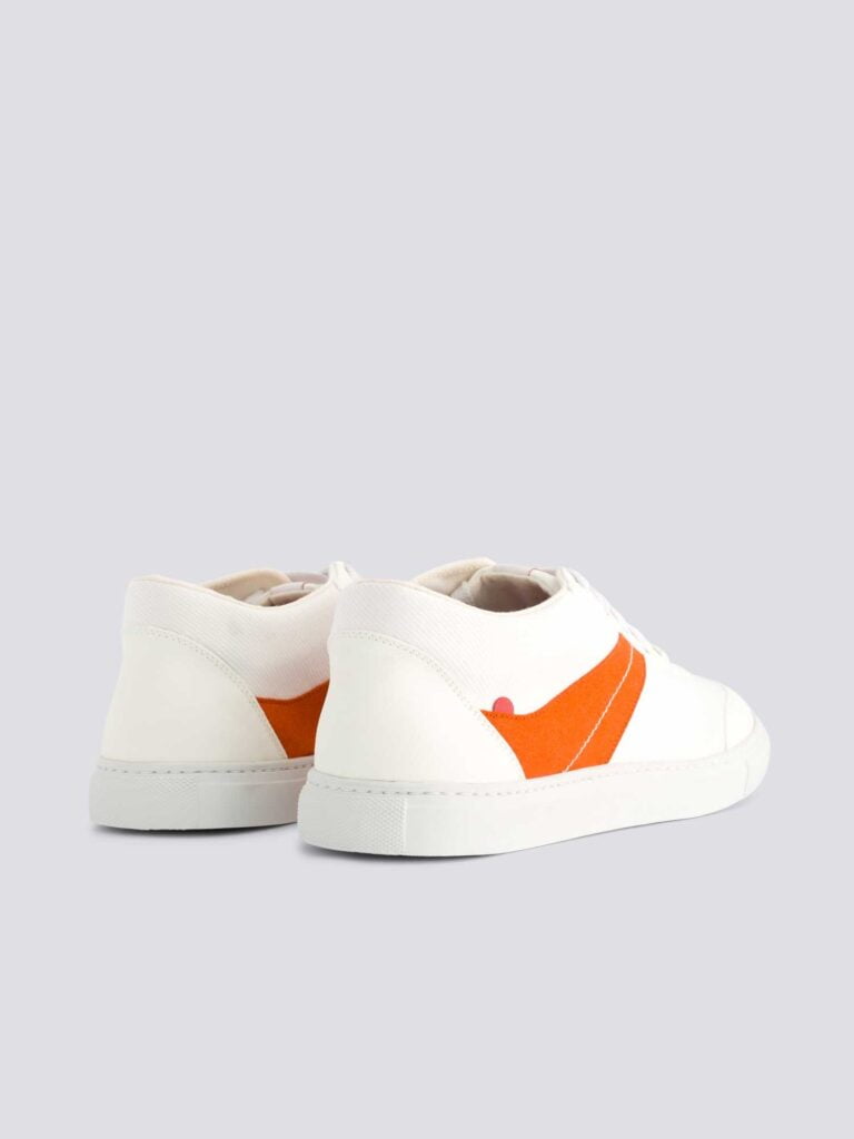 1083 - SNEAKERS VEGAN 901V coton bio blanc vermillon Unisexe