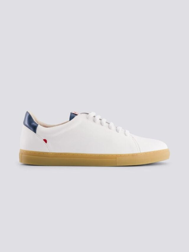 1083 - SNEAKERS 912 cuir blanc bleu métallisé Unisexe