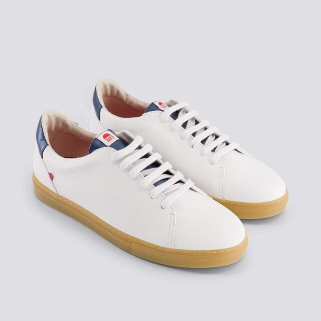 1083 - SNEAKERS 912 cuir blanc bleu métallisé Unisexe