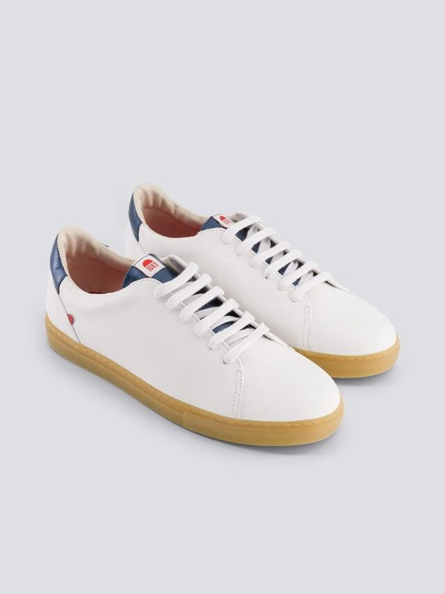 1083 - SNEAKERS 912 cuir blanc bleu métallisé Unisexe