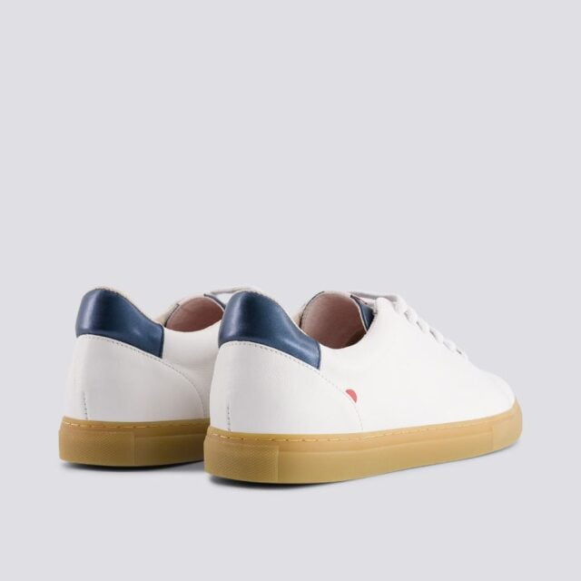 1083 - SNEAKERS 912 cuir blanc bleu métallisé Unisexe
