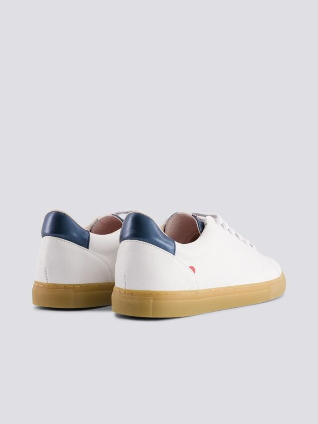 1083 - SNEAKERS 912 cuir blanc bleu métallisé Unisexe