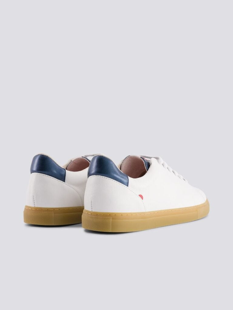 1083 - SNEAKERS 912 cuir blanc bleu métallisé Unisexe