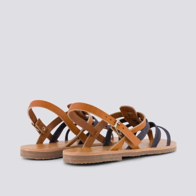 1083 - SANDALES 2ND CHOIX 925 coton bio cuir camel Femme