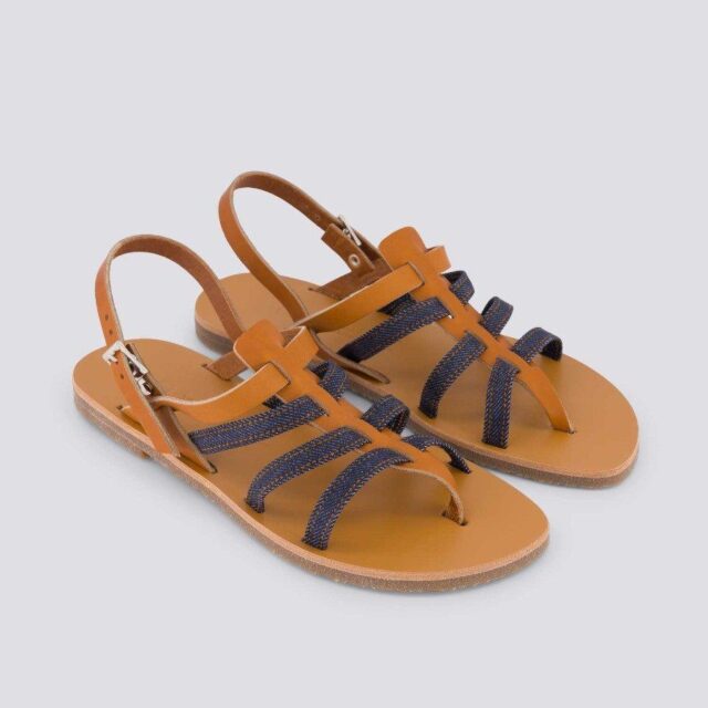 1083 - SANDALES 2ND CHOIX 925 coton bio cuir camel Femme