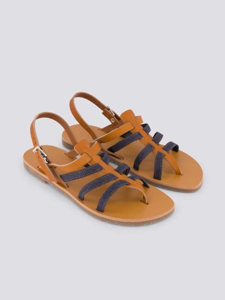 1083 - SANDALES 2ND CHOIX 925 coton bio cuir camel Femme