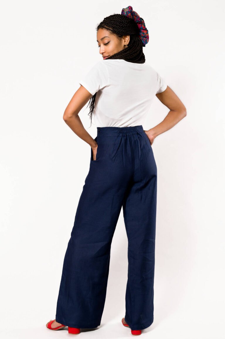 Nevice - Pantalon en lin bleu marine
