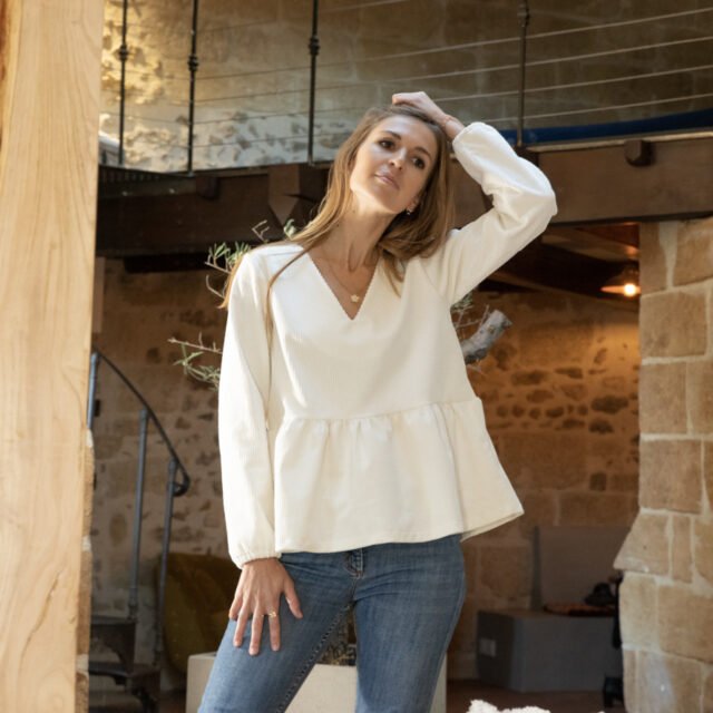 April & C - Blouse Lou – Velours côtelé