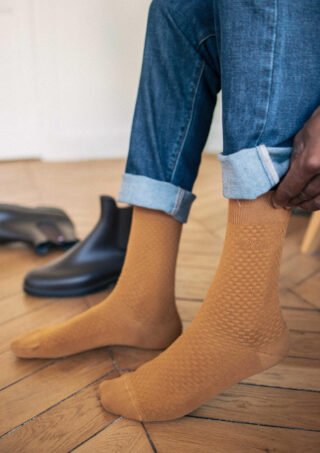 Chaussettes Alveole Ocre par la marque Montlimart Montlimart - Chaussettes Alveole Ocre