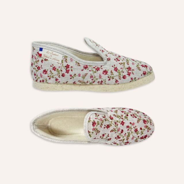Les Chaussons de Bébert et Nonore - Charentaises en lin pour femme Sabaka