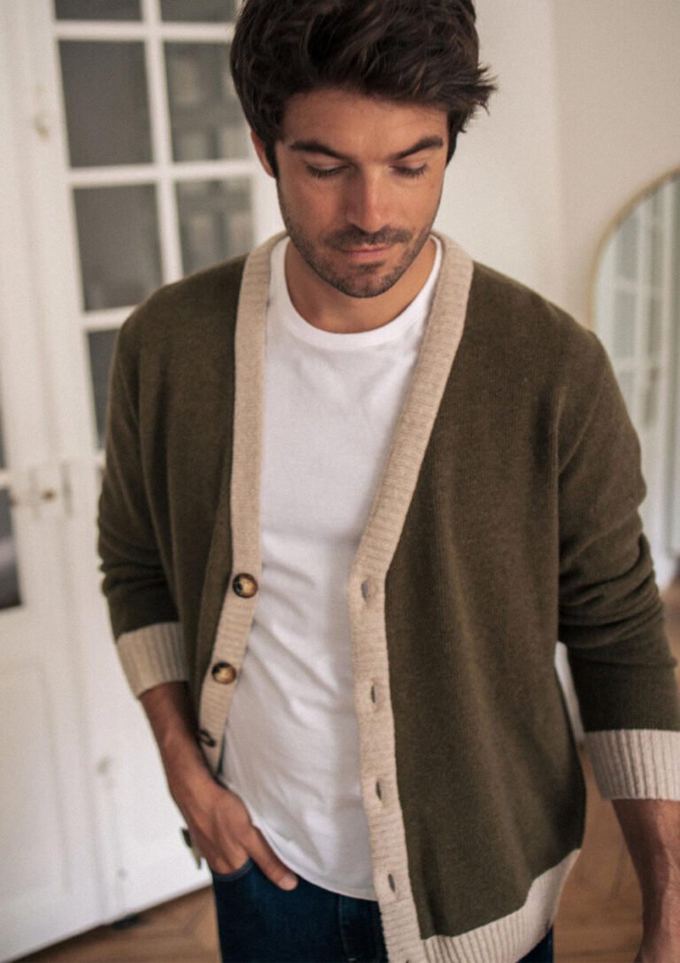 gilet souvenir sauge ecru Montlimart - GILET SOUVENIR SAUGE/ECRU
