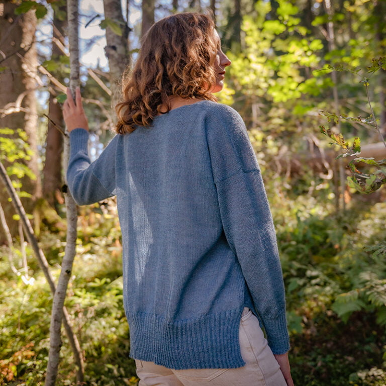 Sweet Alpaga - Pull alpaga fin col V bleu doux