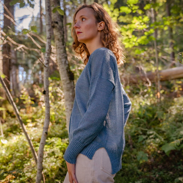 Sweet Alpaga - Pull alpaga fin col V bleu doux