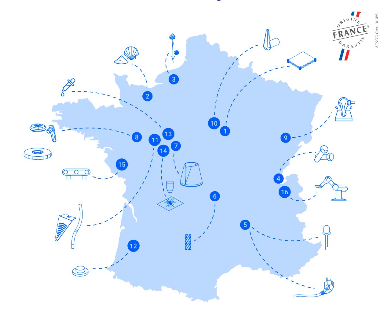 Vertige - Grille pain Griot - Carte des lieux d'origine des pièces