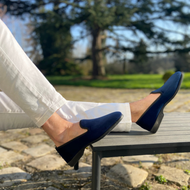 VOLUBILIS PARIS - Chaussons LEO velours bleu