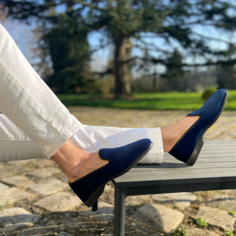 VOLUBILIS PARIS - Chaussons LEO velours bleu