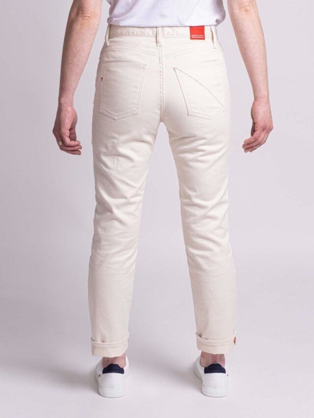 1083 - JEANS DROIT 201H 7/8ème  taille haute coton bio denimoriginal uni ecru
