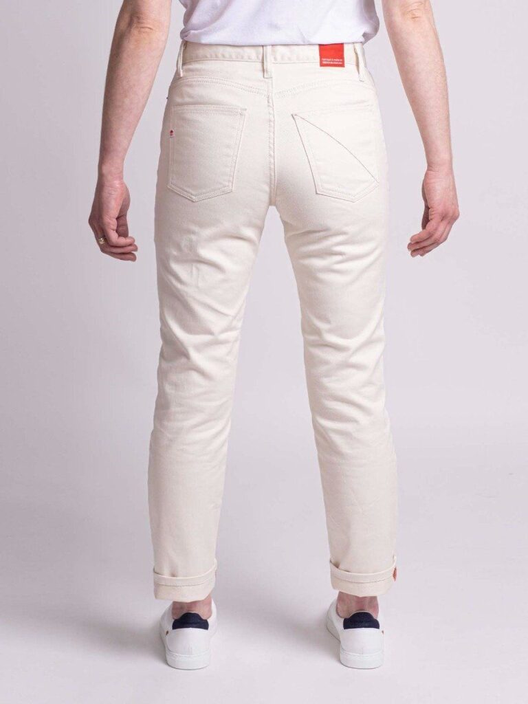 1083 - JEANS DROIT 201H 7/8ème taille haute coton bio denimoriginal uni ecru