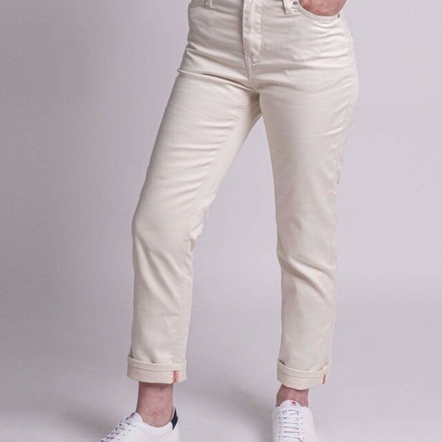 1083 - JEANS DROIT 201H 7/8ème  taille haute coton bio denimoriginal uni ecru