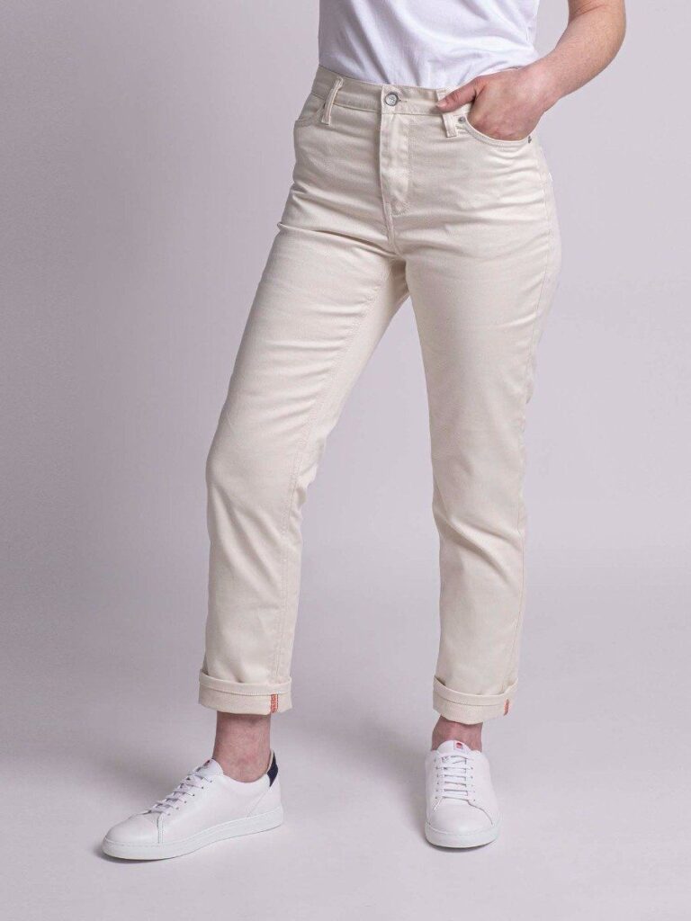 1083 - JEANS DROIT 201H 7/8ème taille haute coton bio denimoriginal uni ecru
