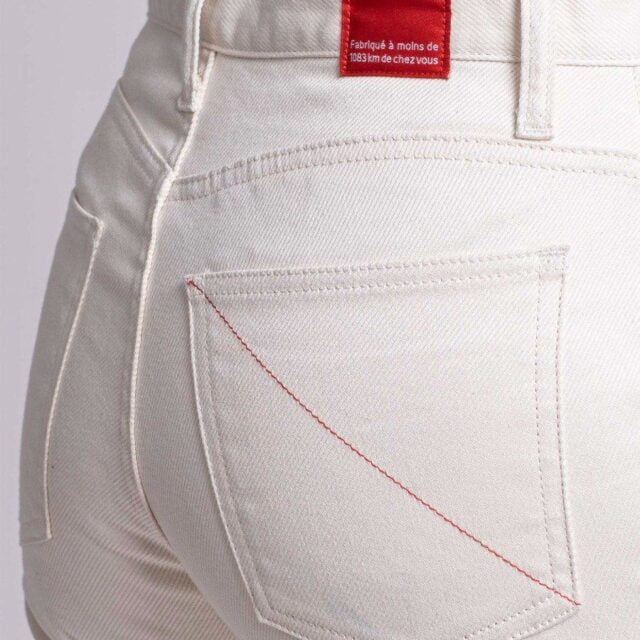 1083 - JEANS DROIT 201H 7/8ème  taille haute coton bio denimoriginal uni ecru