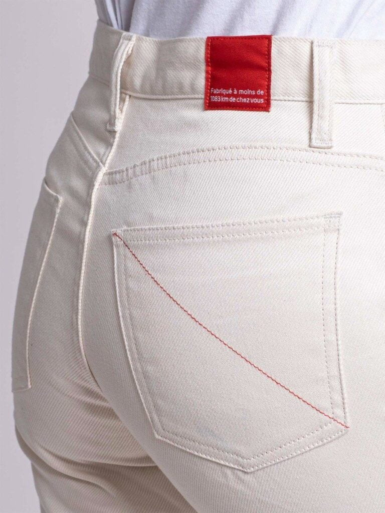 1083 - JEANS DROIT 201H 7/8ème taille haute coton bio denimoriginal uni ecru