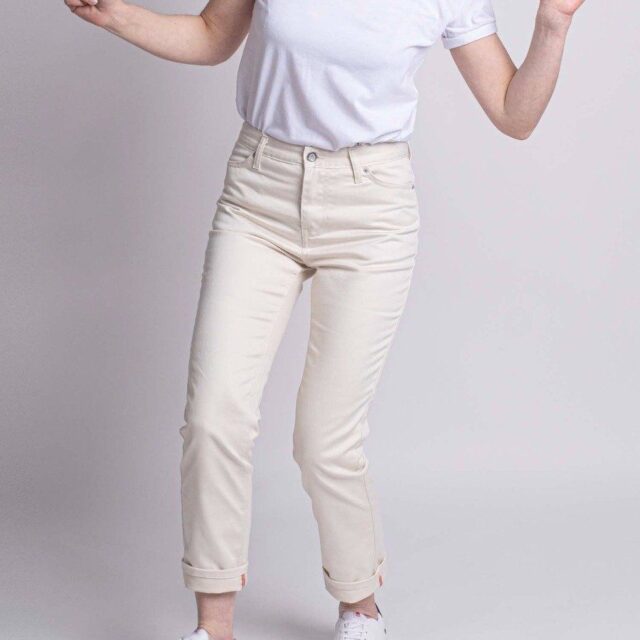 1083 - JEANS DROIT 201H 7/8ème  taille haute coton bio denimoriginal uni ecru