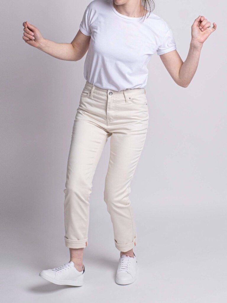 1083 - JEANS DROIT 201H 7/8ème taille haute coton bio denimoriginal uni ecru