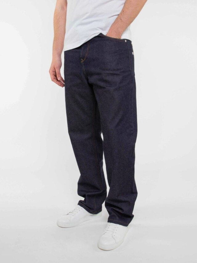 1083 - JEANS TAILLE HAUTE LARGE 115N INTEMPOREL coton bio superdenim classique indigo brut