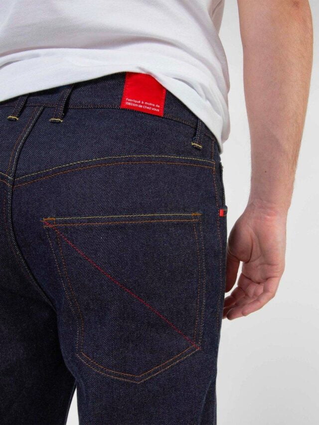 1083 - JEANS TAILLE HAUTE LARGE 115N INTEMPOREL coton bio superdenim classique indigo brut