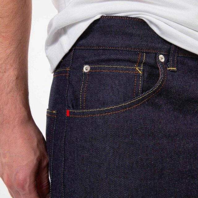 1083 - JEANS TAILLE HAUTE LARGE 115N INTEMPOREL coton bio superdenim classique indigo brut