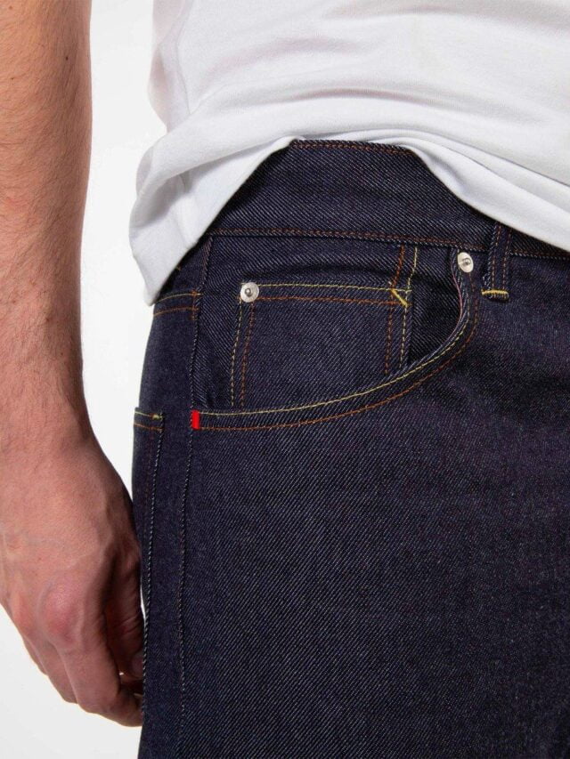 1083 - JEANS TAILLE HAUTE LARGE 115N INTEMPOREL coton bio superdenim classique indigo brut