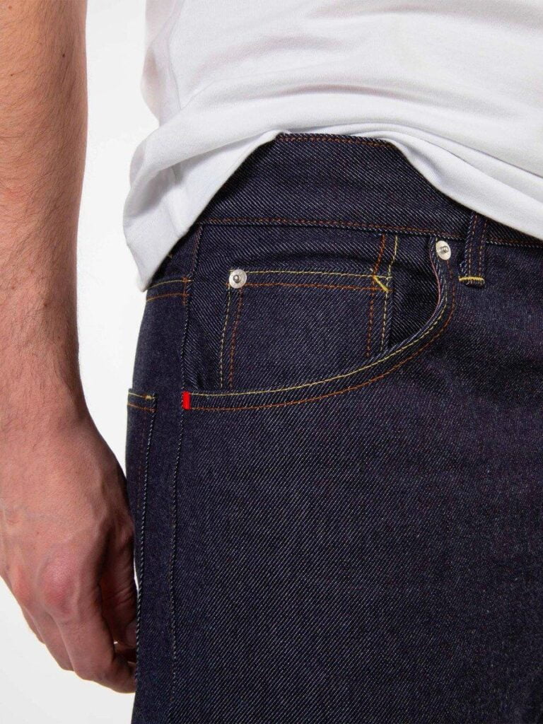 1083 - JEANS TAILLE HAUTE LARGE 115N INTEMPOREL coton bio superdenim classique indigo brut