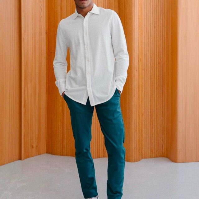 1083 - CHINO AJUSTE 163N coton bio filidenim flex uni bleu canard Homme
