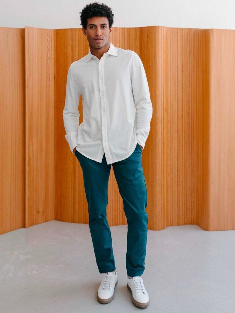 1083 - CHINO AJUSTE 163N coton bio filidenim flex uni bleu canard Homme
