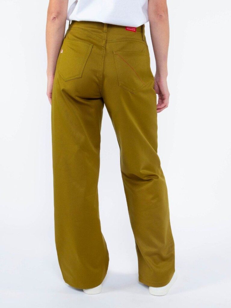 1083 - JEANS LARGE 206H taille haute coton bio denimoriginal olive Femme