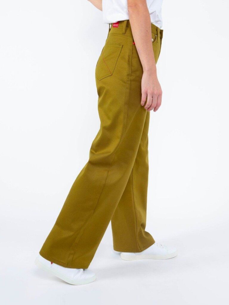 1083 - JEANS LARGE 206H taille haute coton bio denimoriginal olive Femme