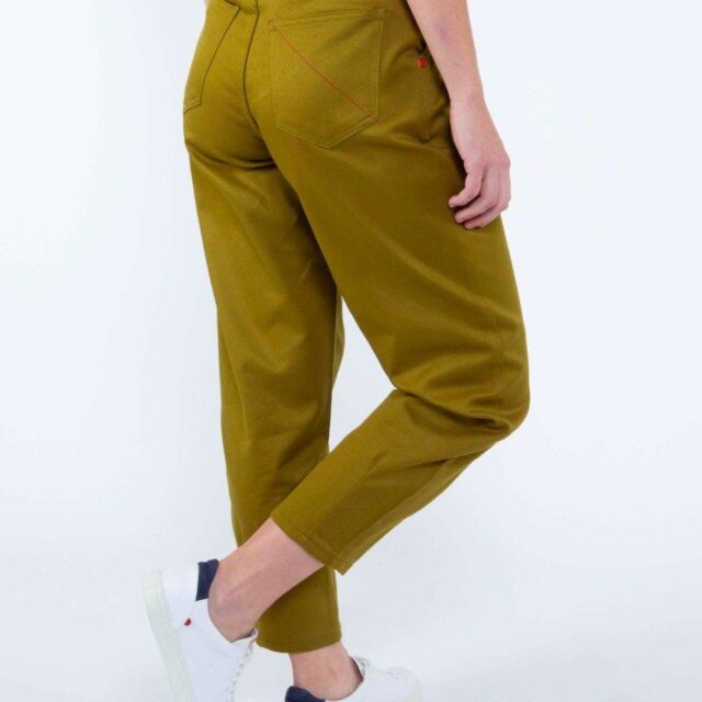 1083 - PANTALON VERT OLIVE 218H ballon taille haute coton bio denimoriginal uni