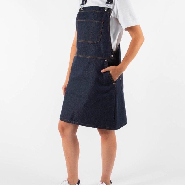 1083 - ROBE SALOPETTE 549 POCHES ITALIENNES coton bio superdenim bleu