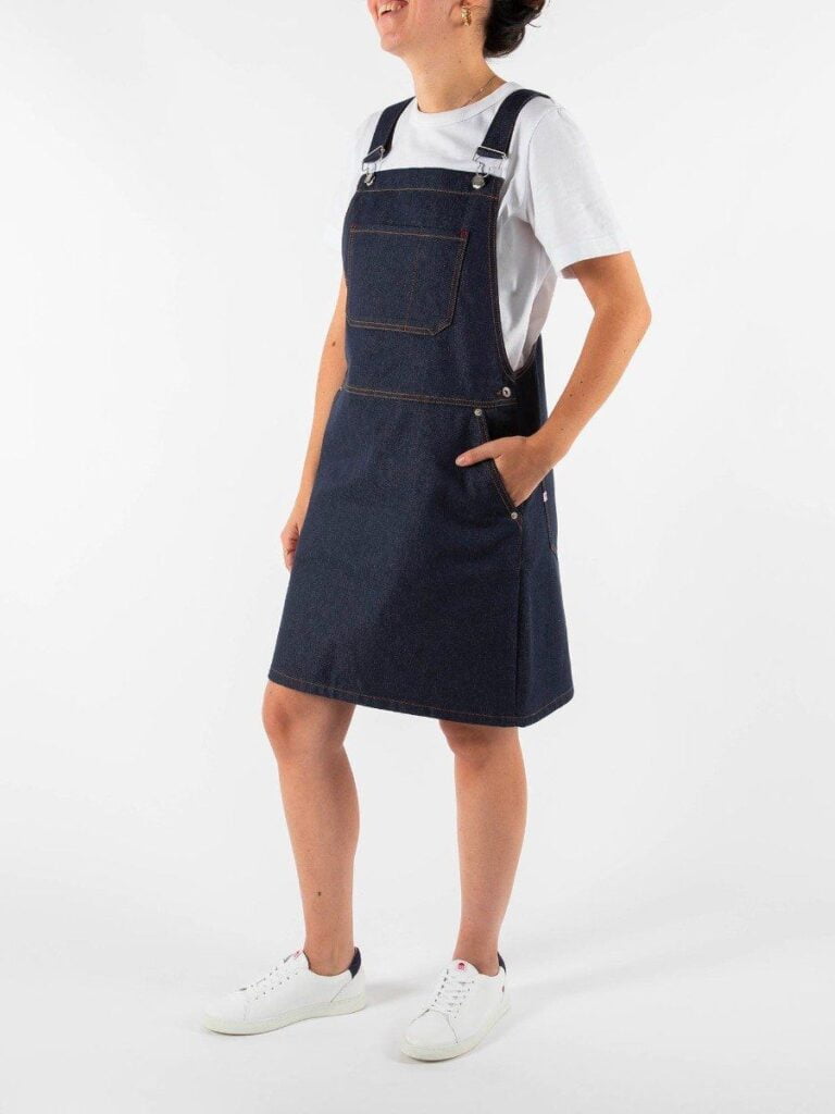 1083 - ROBE SALOPETTE 549 POCHES ITALIENNES coton bio superdenim bleu
