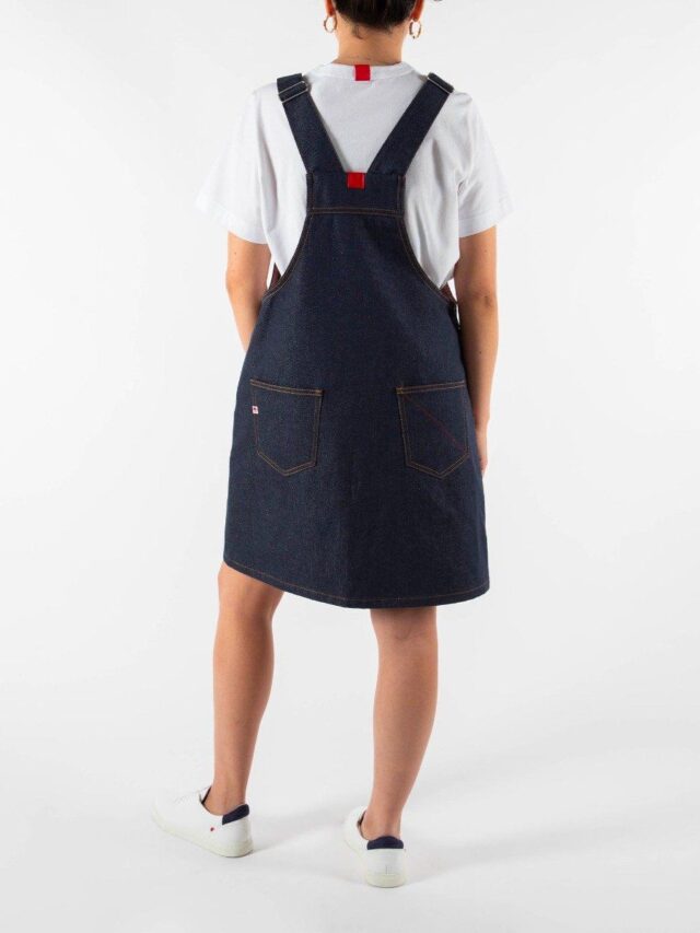 1083 - ROBE SALOPETTE 549 POCHES ITALIENNES coton bio superdenim bleu