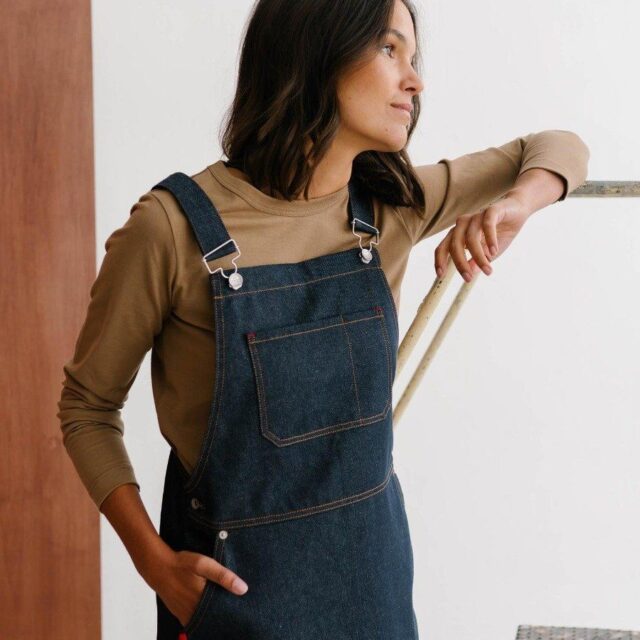 1083 - ROBE SALOPETTE 549 POCHES ITALIENNES coton bio superdenim bleu