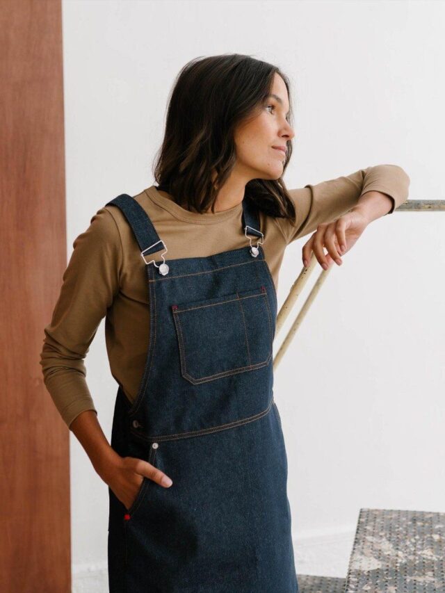 1083 - ROBE SALOPETTE 549 POCHES ITALIENNES coton bio superdenim bleu