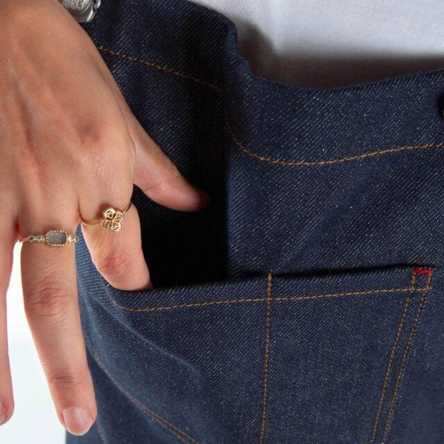 1083 - ROBE SALOPETTE 549 POCHES ITALIENNES coton bio superdenim bleu