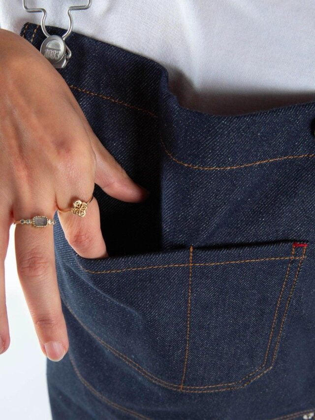 1083 - ROBE SALOPETTE 549 POCHES ITALIENNES coton bio superdenim bleu