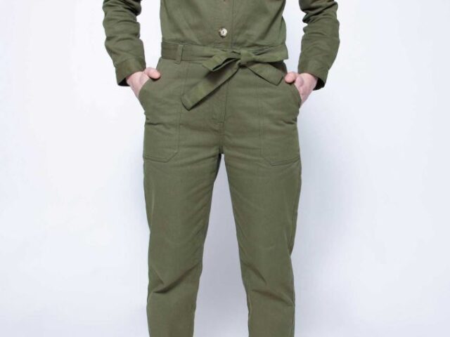 1083 - COMBINAISON DROITE 570 coton bio denimoriginal uni kaki Femme