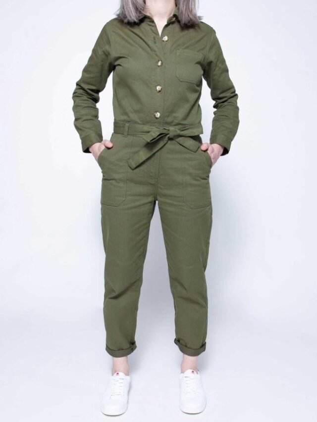 1083 - COMBINAISON DROITE 570 coton bio denimoriginal uni kaki Femme