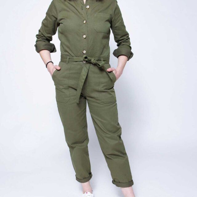 1083 - COMBINAISON DROITE 570 coton bio denimoriginal uni kaki Femme