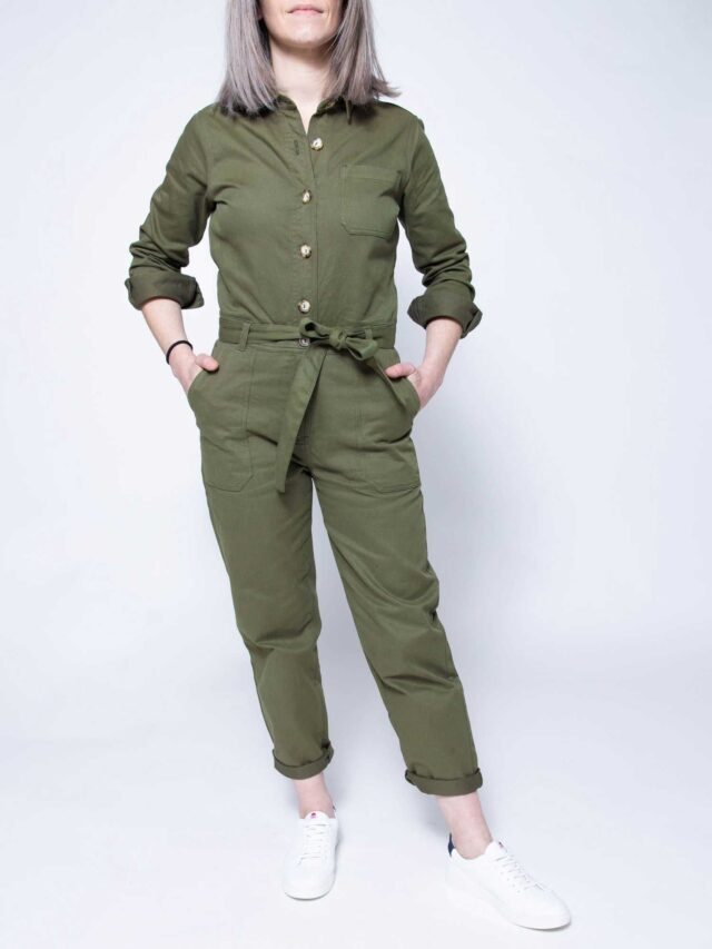 1083 - COMBINAISON DROITE 570 coton bio denimoriginal uni kaki Femme